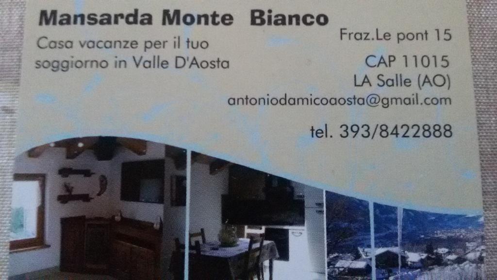 Appartement Mansarda Monte Bianco à La Salle Extérieur photo